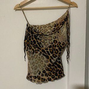 Y2K Vintage 100% Silk Leopard Slinky Cami M (XS/S)